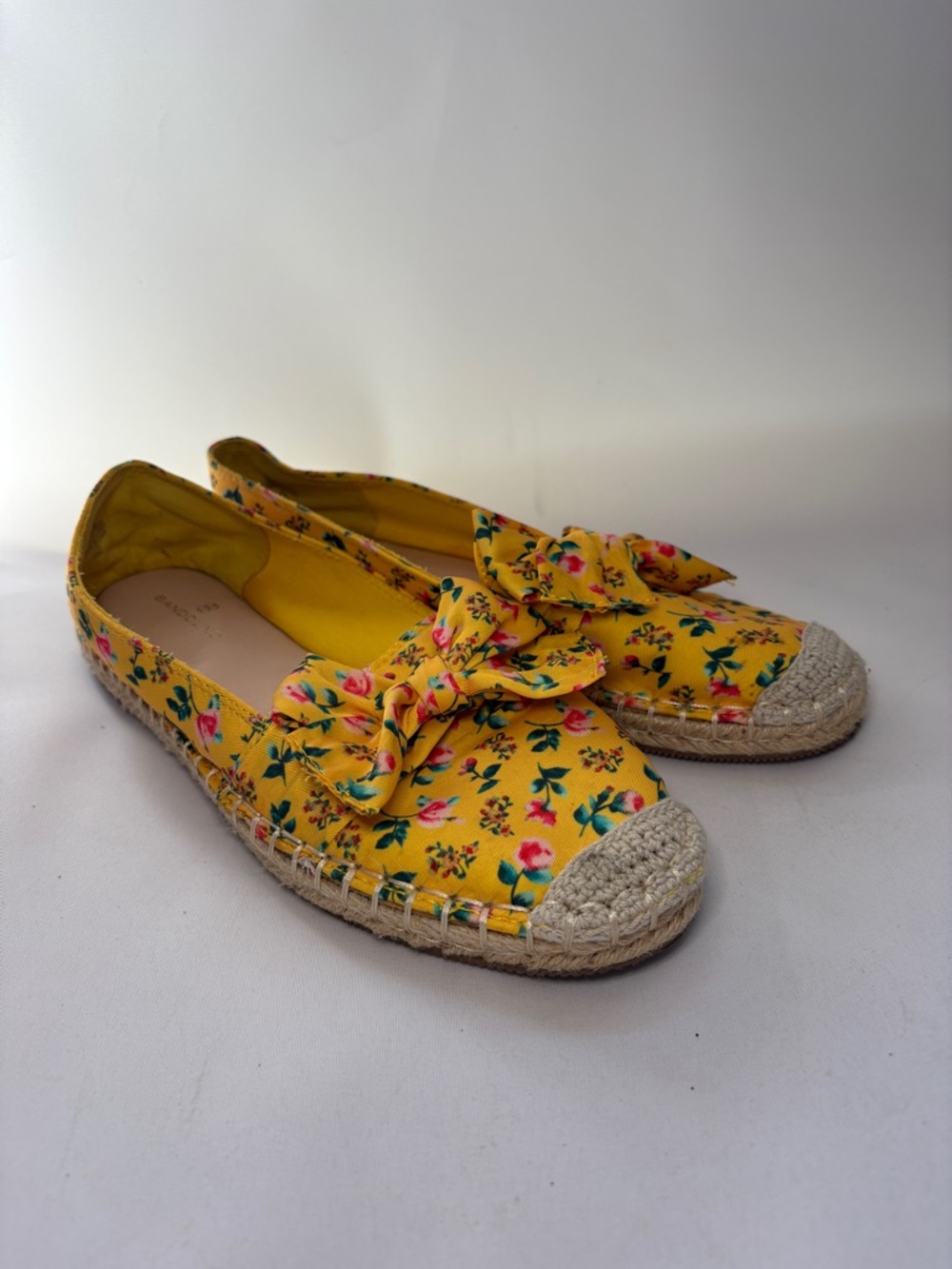 Bandolino Yellow Floral Bow Espadrille Flats Size 8.5